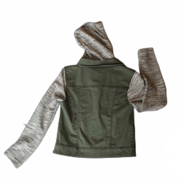 MERONA Olive Moto jacket with hood. SZ M - Picture 3 of 6